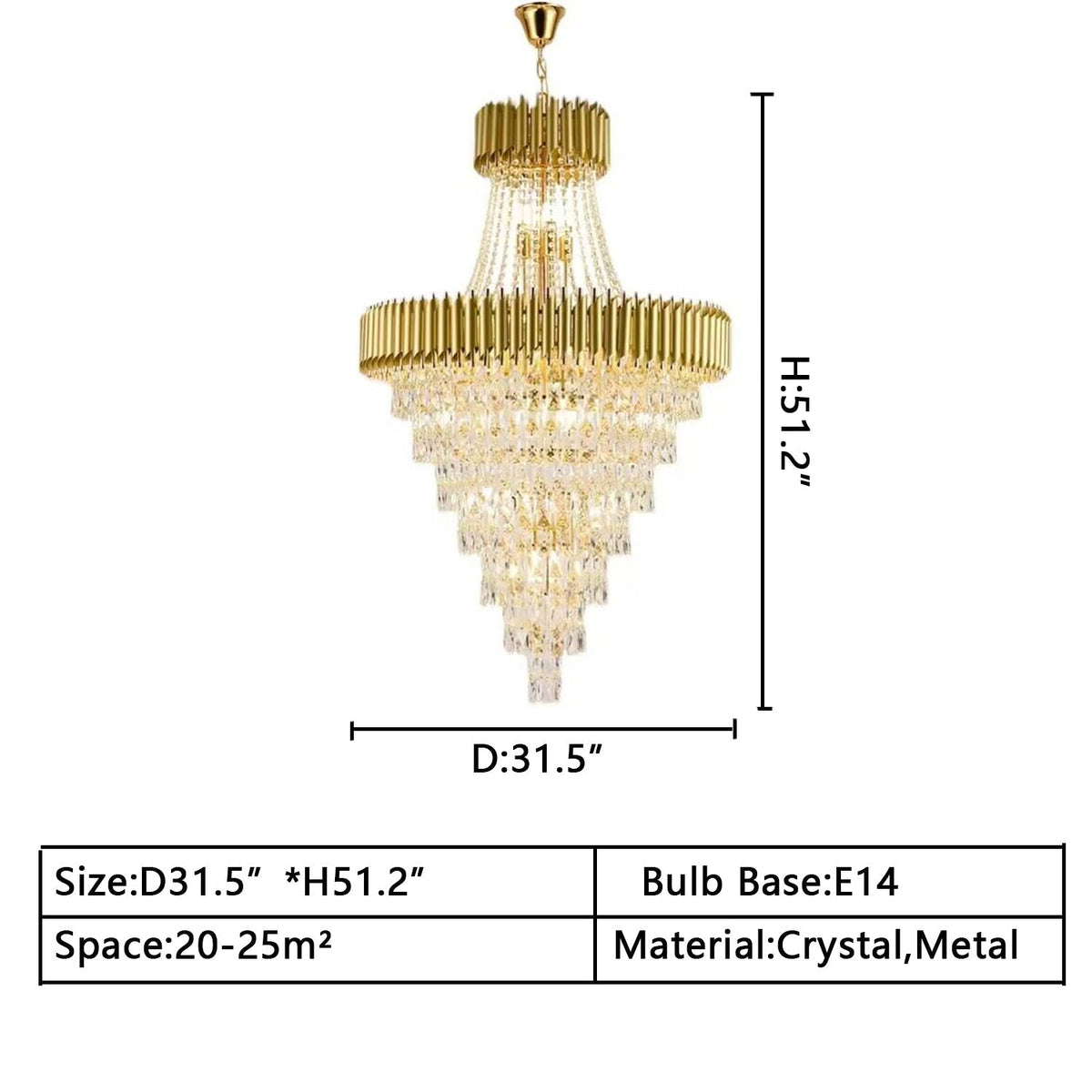 Extra Large Modern Multi-layers Gold/Black Light Luxury Crystal Chandelier For 2-Story Living Room,Foyer - Zelno Lighting