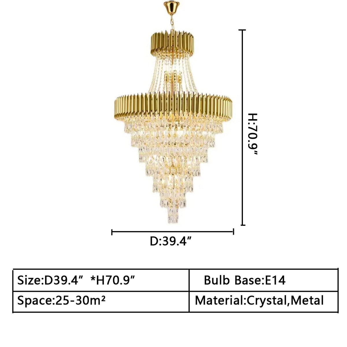 Extra Large Modern Multi-layers Gold/Black Light Luxury Crystal Chandelier For 2-Story Living Room,Foyer - Zelno Lighting