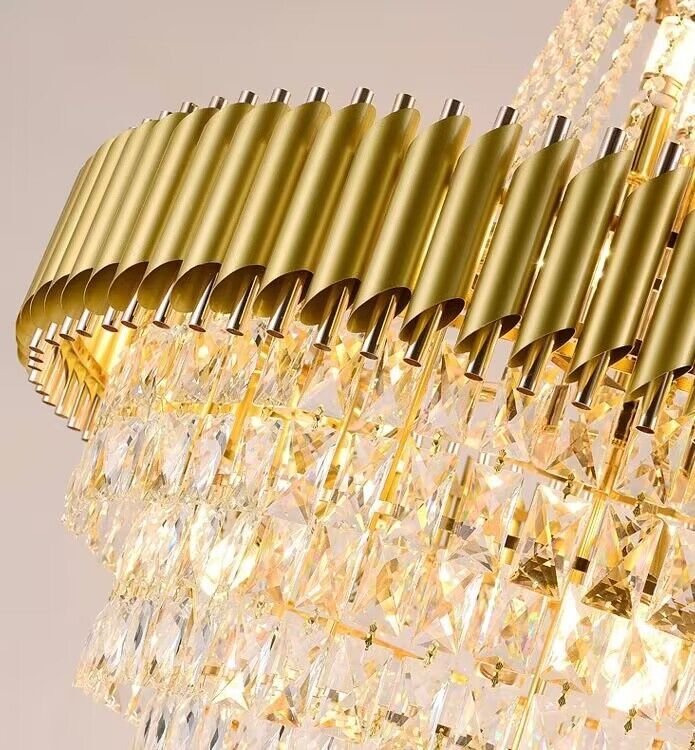 Extra Large Modern Multi-layers Gold/Black Light Luxury Crystal Chandelier For 2-Story Living Room,Foyer - Zelno Lighting