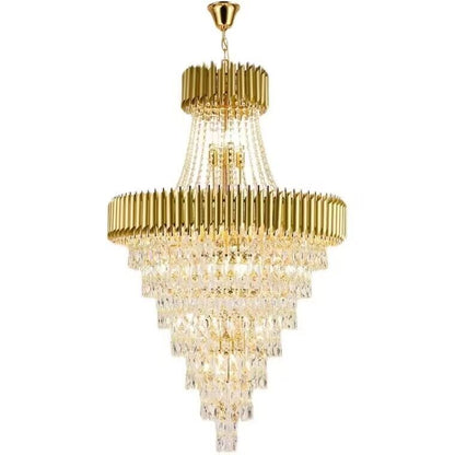 Extra Large Modern Multi-layers Gold/Black Light Luxury Crystal Chandelier For 2-Story Living Room,Foyer - Zelno Lighting