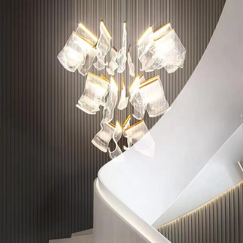 Extra Large Modern Paper Chandelier For Staircase / Foyer Villa Hall Ceiling - Zelno Lighting