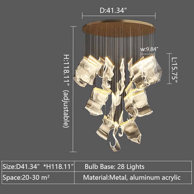 Extra Large Modern Paper Chandelier For Staircase / Foyer Villa Hall Ceiling - Zelno Lighting