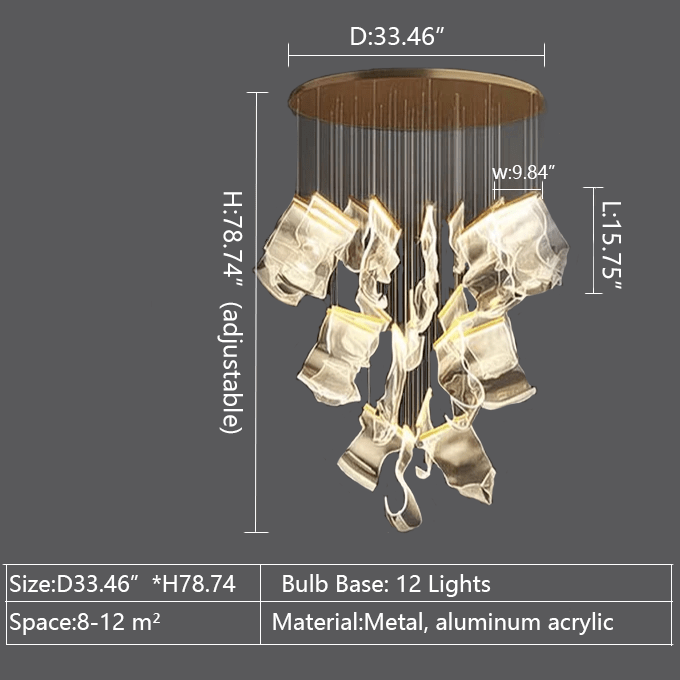 Extra Large Modern Paper Chandelier For Staircase / Foyer Villa Hall Ceiling - Zelno Lighting