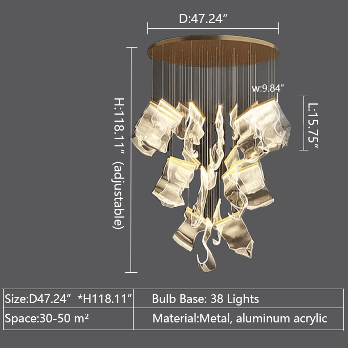Extra Large Modern Paper Chandelier For Staircase / Foyer Villa Hall Ceiling - Zelno Lighting