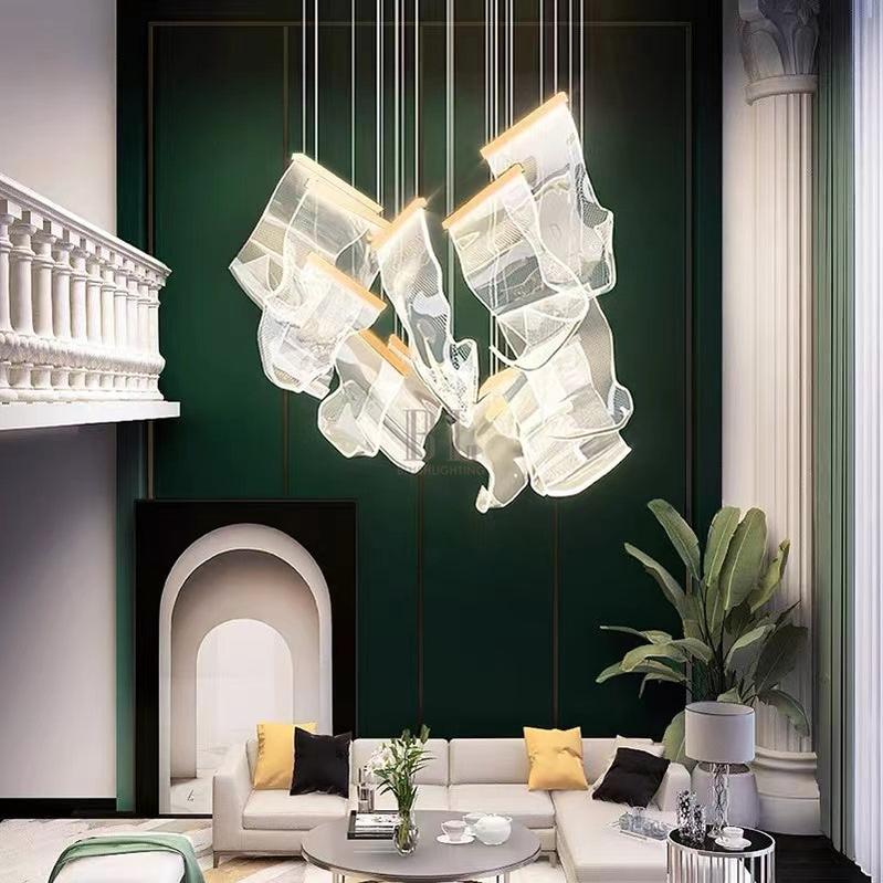 Extra Large Modern Paper Chandelier For Staircase / Foyer Villa Hall Ceiling - Zelno Lighting
