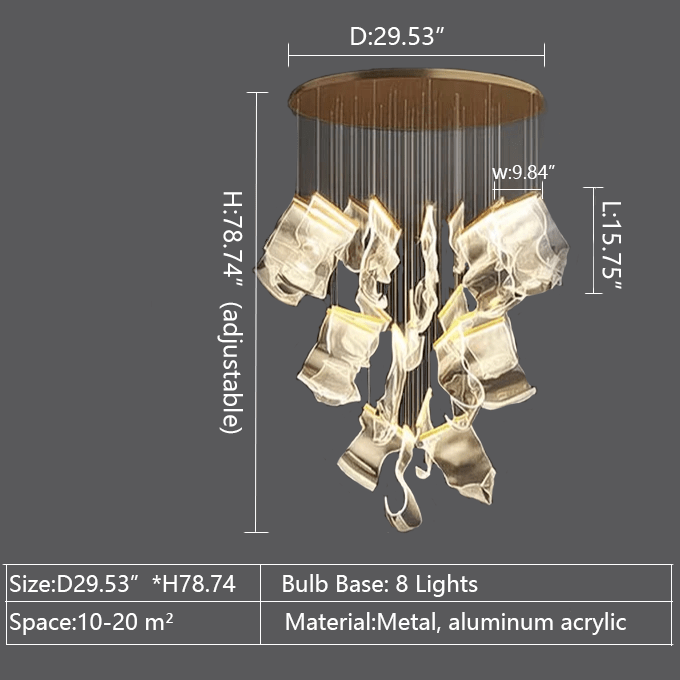 Extra Large Modern Paper Chandelier For Staircase / Foyer Villa Hall Ceiling - Zelno Lighting