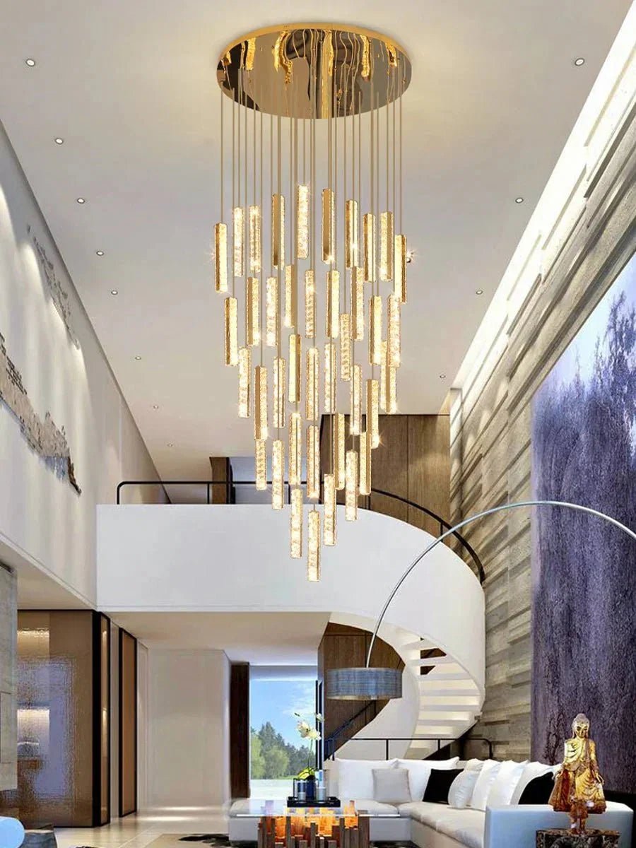 Extra Large Modern Spiral Crystal Ceiling Light Decoration for Staircase/ High Ceiling Living Room/ Hotel Lobby/ Hallway - Zelno Lighting