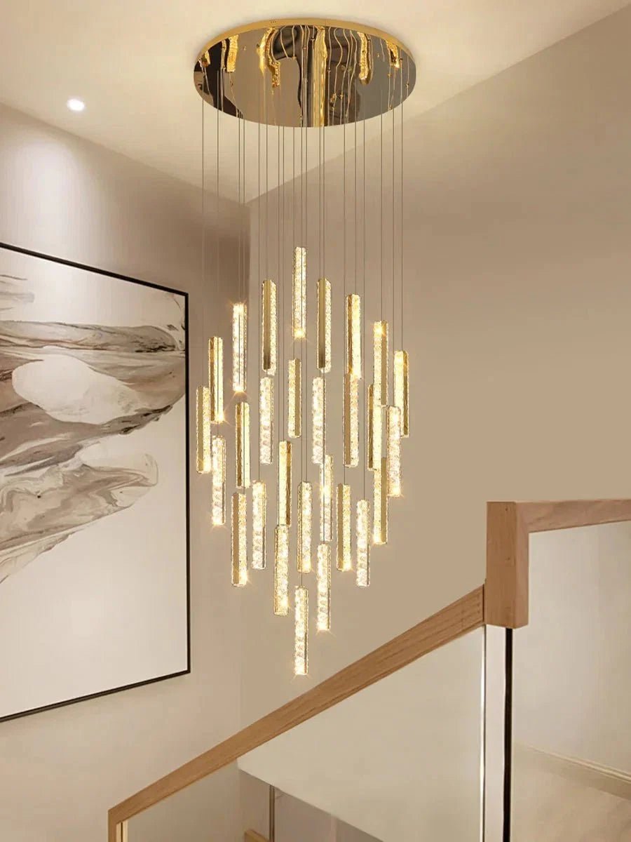 Extra Large Modern Spiral Crystal Ceiling Light Decoration for Staircase/ High Ceiling Living Room/ Hotel Lobby/ Hallway - Zelno Lighting