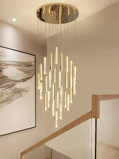 Extra Large Modern Spiral Crystal Ceiling Light Decoration for Staircase/ High Ceiling Living Room/ Hotel Lobby/ Hallway - Zelno Lighting