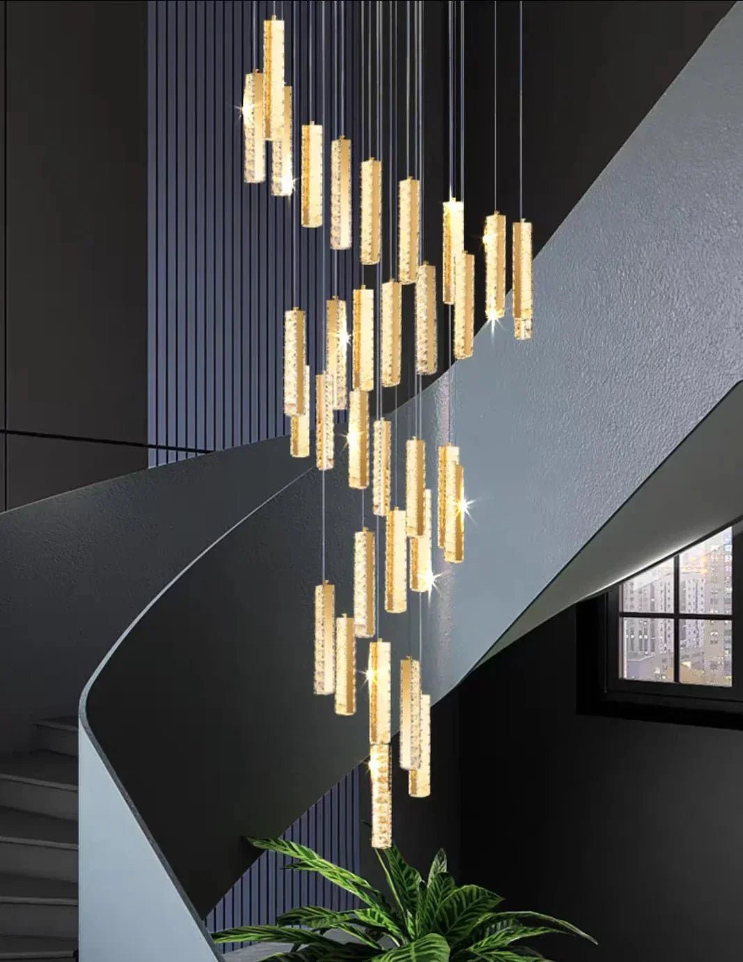 Extra Large Modern Spiral Crystal Ceiling Light Decoration for Staircase/ High Ceiling Living Room/ Hotel Lobby/ Hallway - Zelno Lighting