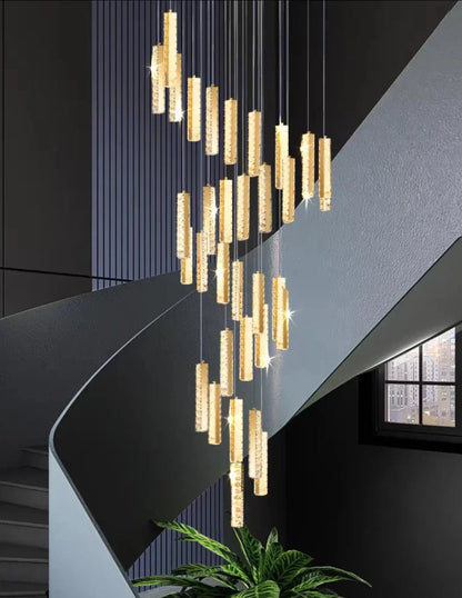 Extra Large Modern Spiral Crystal Ceiling Light Decoration for Staircase/ High Ceiling Living Room/ Hotel Lobby/ Hallway - Zelno Lighting