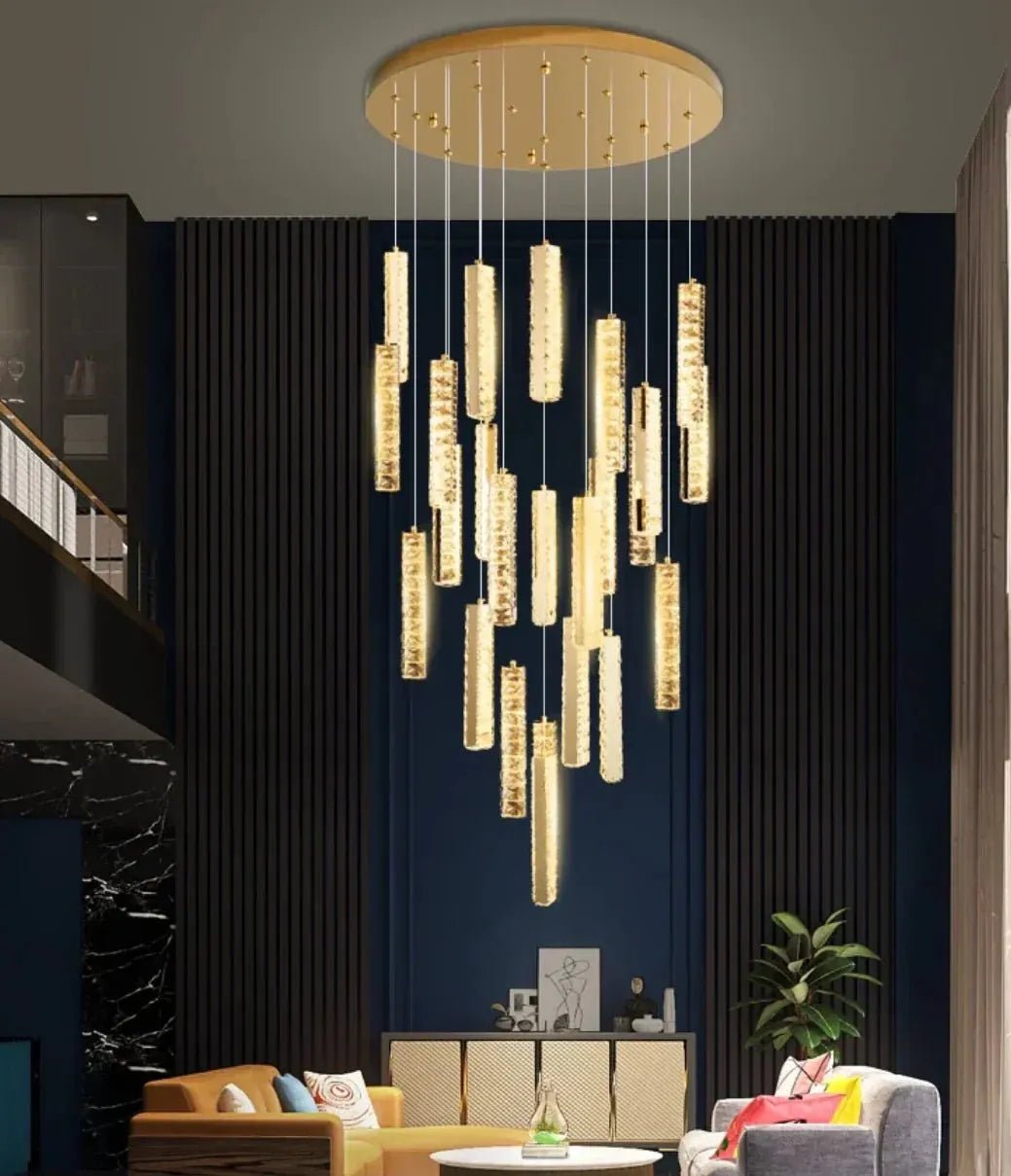 Extra Large Modern Spiral Crystal Ceiling Light Decoration for Staircase/ High Ceiling Living Room/ Hotel Lobby/ Hallway - Zelno Lighting
