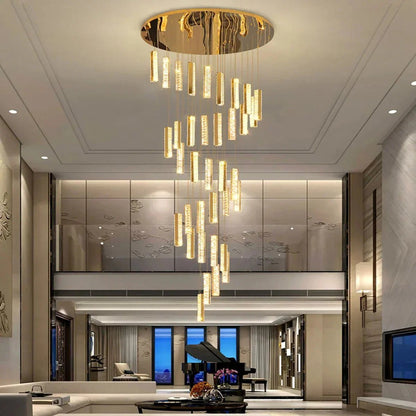 Extra Large Modern Spiral Crystal Ceiling Light Decoration for Staircase/ High Ceiling Living Room/ Hotel Lobby/ Hallway - Zelno Lighting