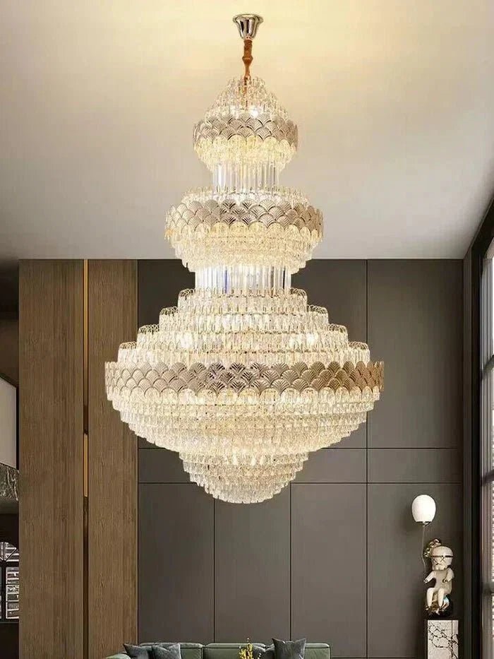 Extra Large Multi-layers Gold Luxury Crystal Chandelier Modern Empire Decrative Crystal Light For Living Room/Foyer/Staircase - Zelno Lighting