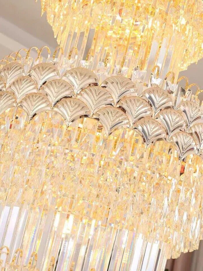 Extra Large Multi-layers Gold Luxury Crystal Chandelier Modern Empire Decrative Crystal Light For Living Room/Foyer/Staircase - Zelno Lighting