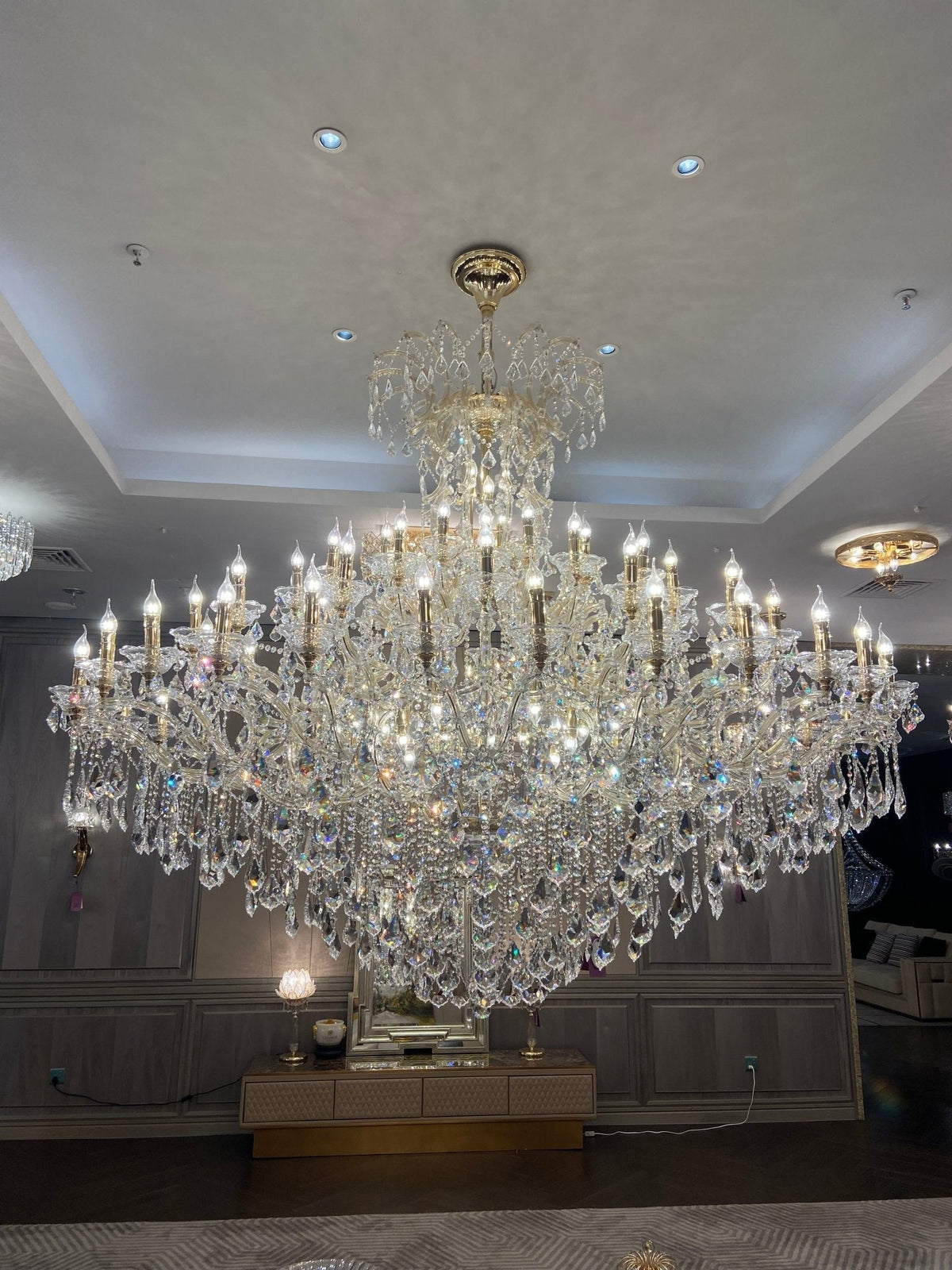 Extra Large Multi-layers Luxury Candle Branch Crystal Chandelier for Living Room/Foyer/Stairs - Zelno Lighting