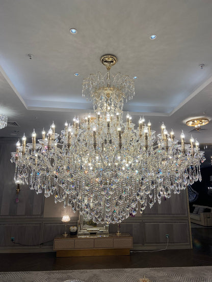 Extra Large Multi-layers Luxury Candle Branch Crystal Chandelier for Living Room/Foyer/Stairs - Zelno Lighting