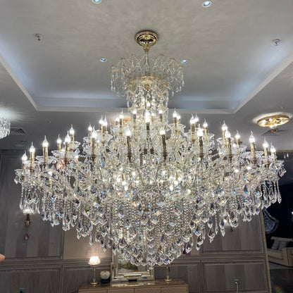Extra Large Multi-layers Luxury Candle Branch Crystal Chandelier for Living Room/Foyer/Stairs - Zelno Lighting
