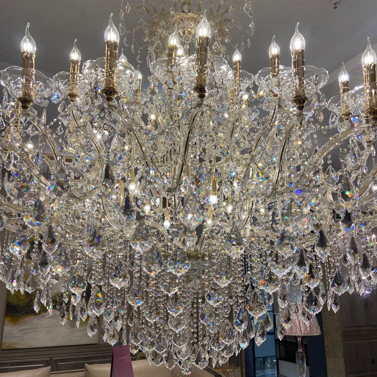 Extra Large Multi-layers Luxury Candle Branch Crystal Chandelier for Living Room/Foyer/Stairs - Zelno Lighting