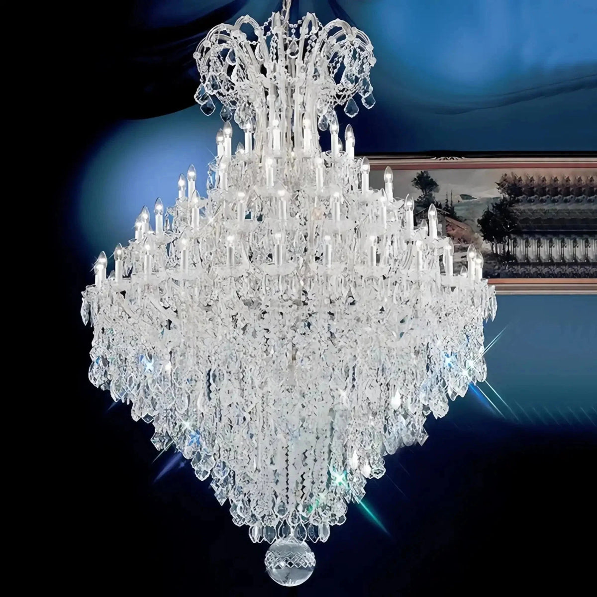 Extra Large Multi-layers Luxury Candle Branch Crystal Chandelier - Zelno Lighting
