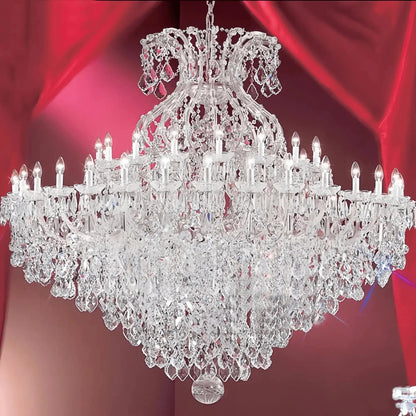 Extra Large Multi-layers Luxury Candle Branch Crystal Chandelier - Zelno Lighting