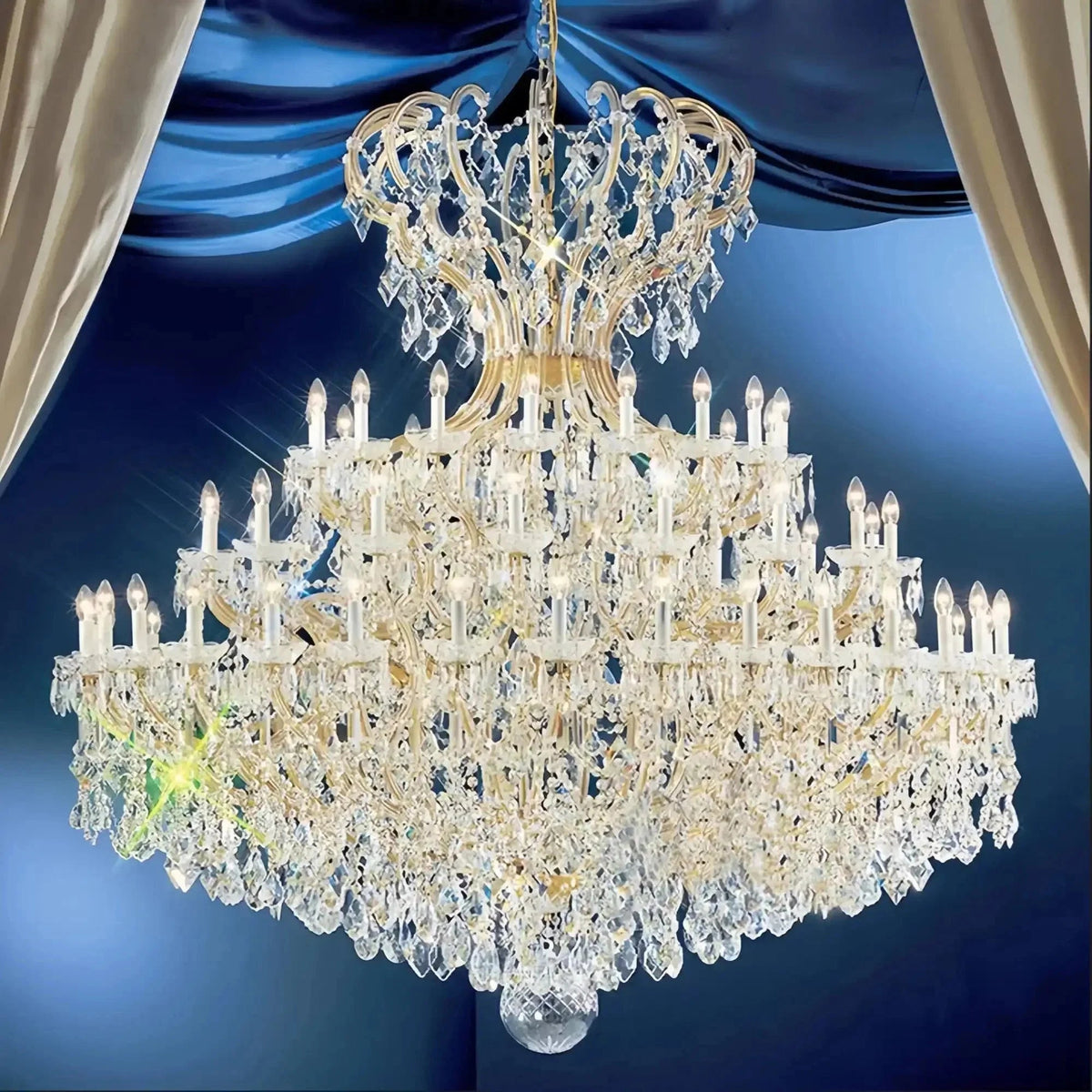 Extra Large Multi-layers Luxury Candle Branch Crystal Chandelier - Zelno Lighting