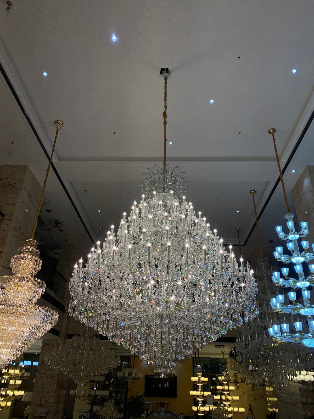 Extra Large Multi-tiered Candle Light Crystal Chandelier for Hotel/Restaurant - Zelno Lighting