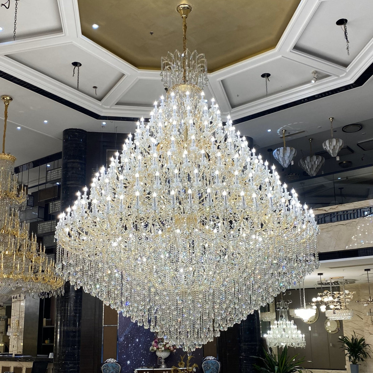 Extra Large Multi-tiered Candle Light Crystal Chandelier for Hotel/Restaurant - Zelno Lighting