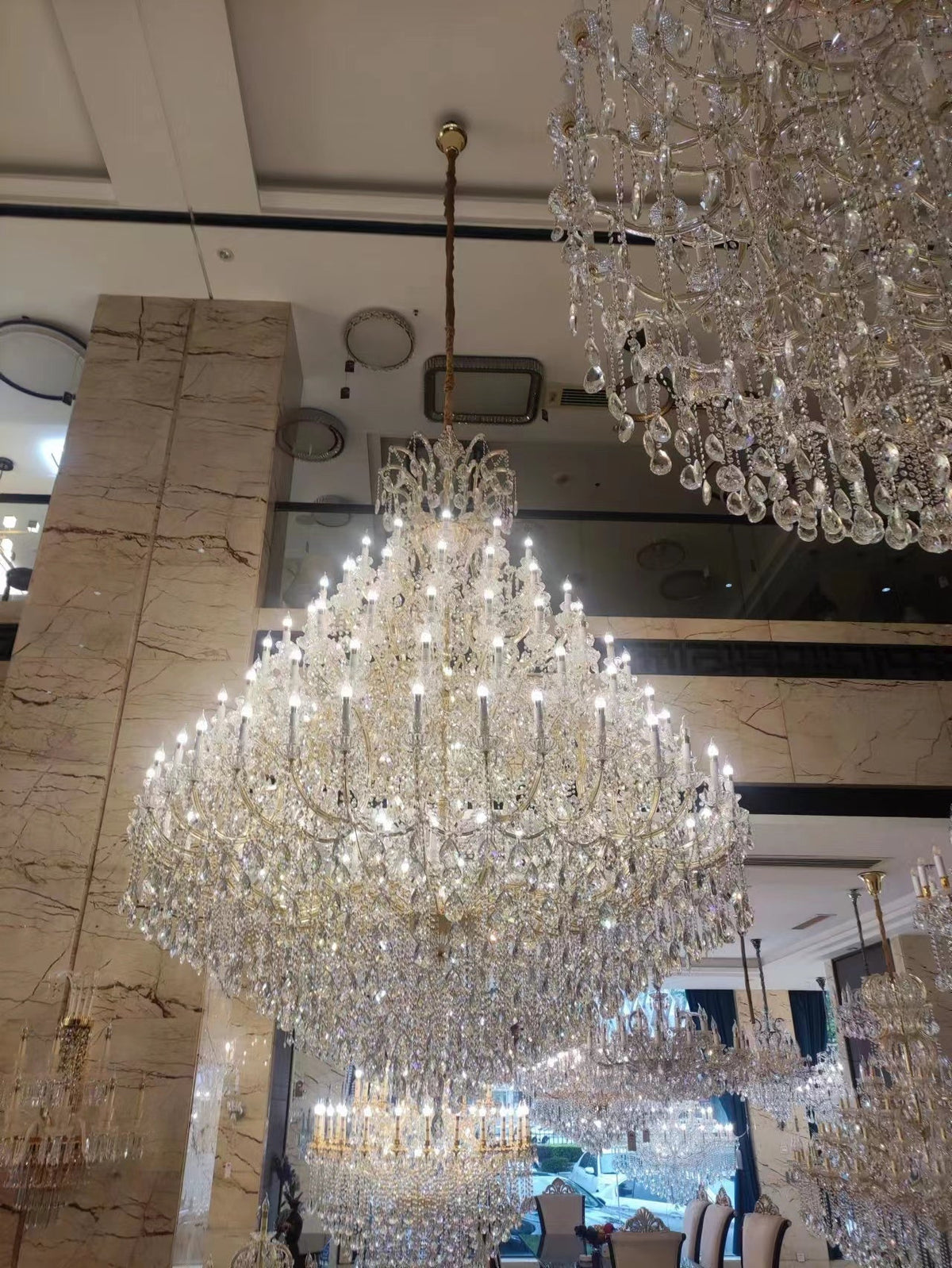 Extra Large Multi-tiered Candle Light Crystal Chandelier for Hotel/Restaurant - Zelno Lighting