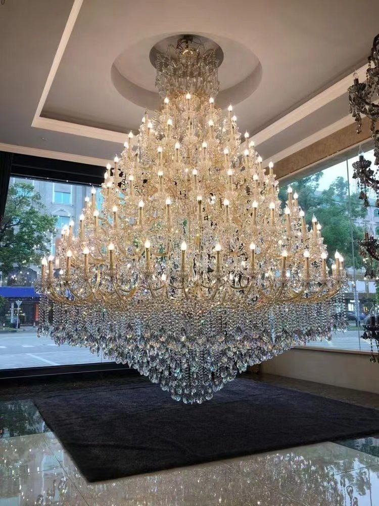 Extra Large Multi-tiered Candle Light Crystal Chandelier for Hotel/Restaurant - Zelno Lighting