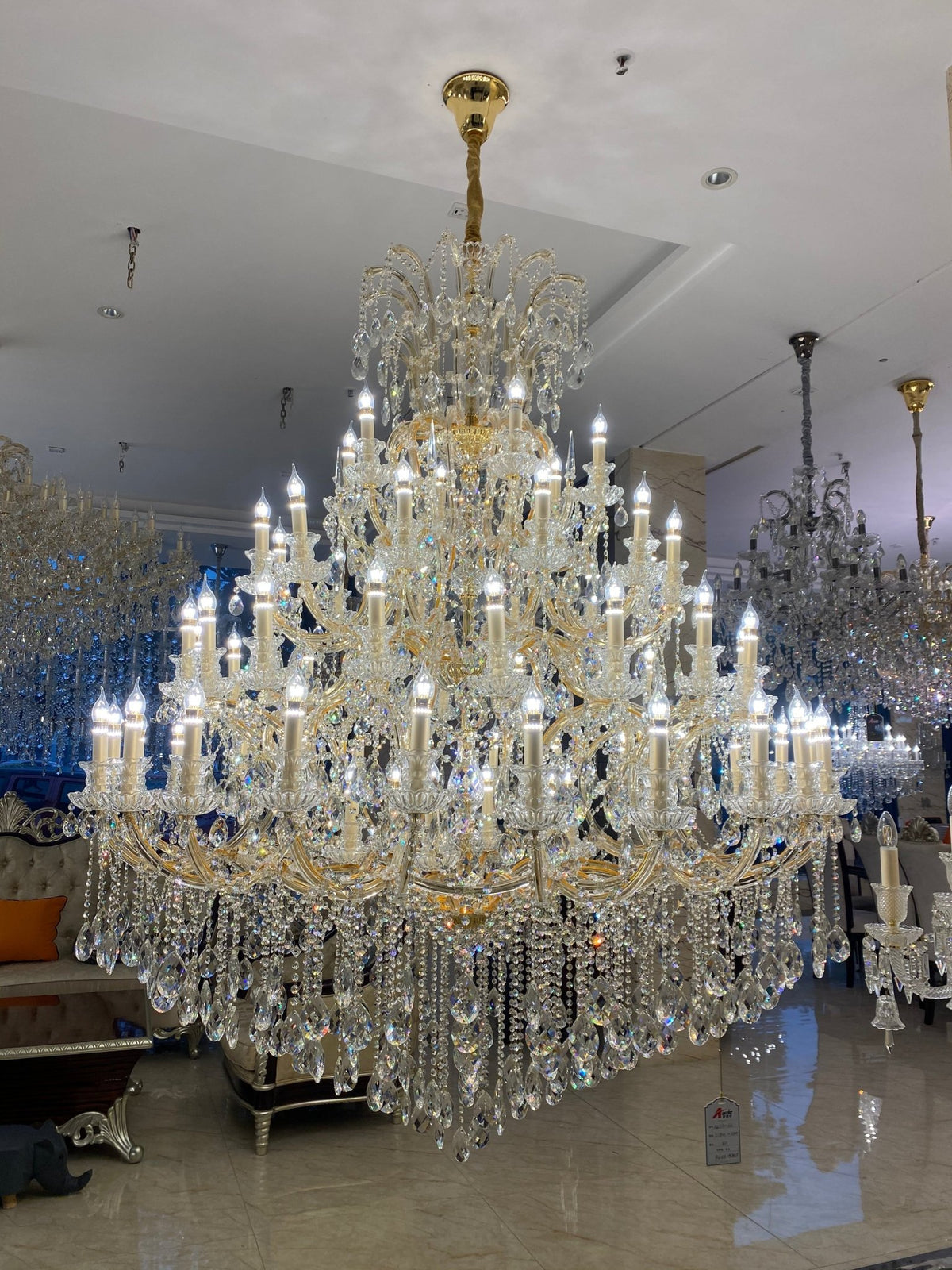 Extra Large Multi-tiered Candle Light Crystal Chandelier for Hotel/Restaurant - Zelno Lighting
