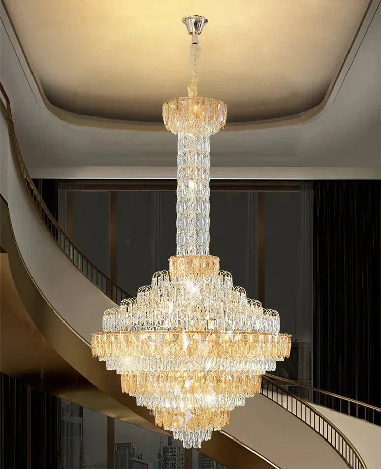 Extra Large Multi-tiered Empire Conical Funnel Crystal Chandelier for Big Hallway/Foyer/Staircase - Zelno Lighting