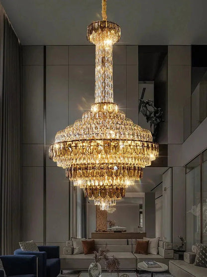 Extra Large Multi-tiered Empire Conical Funnel Crystal Chandelier for Big Hallway/Foyer/Staircase - Zelno Lighting