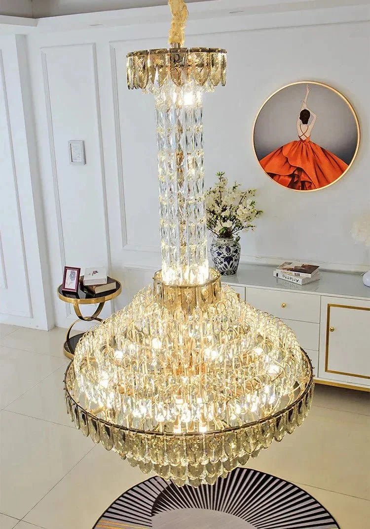 Extra Large Multi-tiered Empire Conical Funnel Crystal Chandelier for Big Hallway/Foyer/Staircase - Zelno Lighting