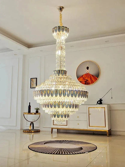 Extra Large Multi-tiered Empire Conical Funnel Crystal Chandelier for Big Hallway/Foyer/Staircase - Zelno Lighting