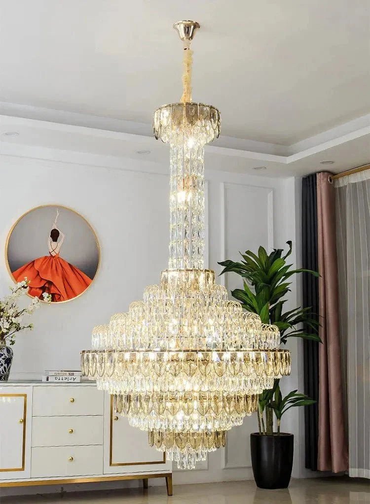 Extra Large Multi-tiered Empire Conical Funnel Crystal Chandelier for Big Hallway/Foyer/Staircase - Zelno Lighting
