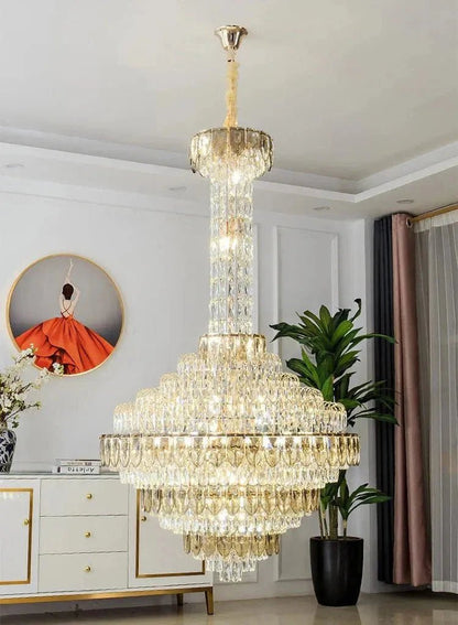 Extra Large Multi-tiered Empire Conical Funnel Crystal Chandelier for Big Hallway/Foyer/Staircase - Zelno Lighting