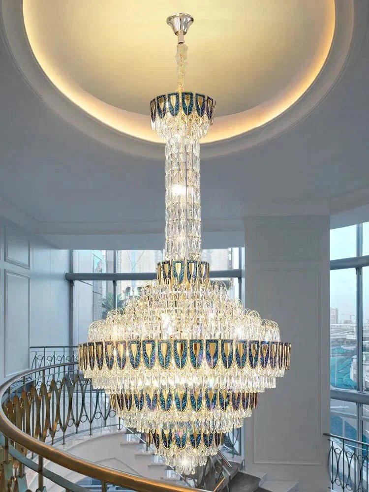 Extra Large Multi-tiered Empire Conical Funnel Crystal Chandelier for Big Hallway/Foyer/Staircase - Zelno Lighting
