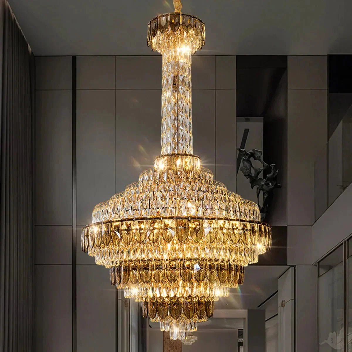 Extra Large Multi-tiered Empire Conical Funnel Crystal Chandelier for Big Hallway/Foyer/Staircase - Zelno Lighting