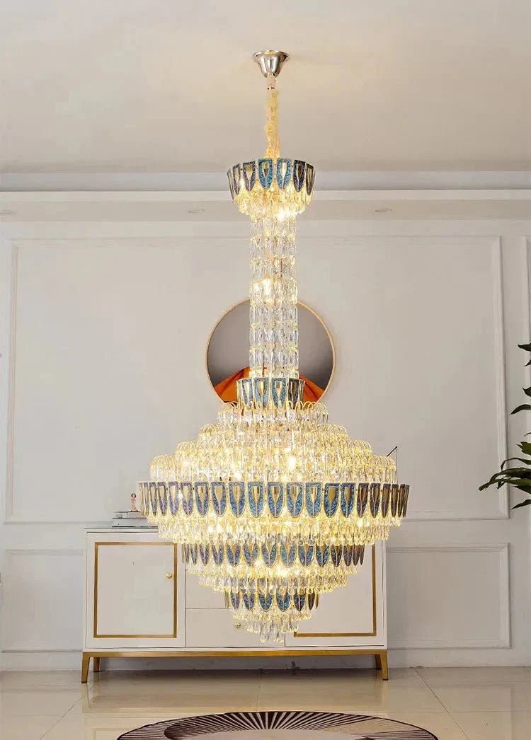 Extra Large Multi-tiered Empire Conical Funnel Crystal Chandelier for Big Hallway/Foyer/Staircase - Zelno Lighting