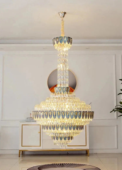 Extra Large Multi-tiered Empire Conical Funnel Crystal Chandelier for Big Hallway/Foyer/Staircase - Zelno Lighting