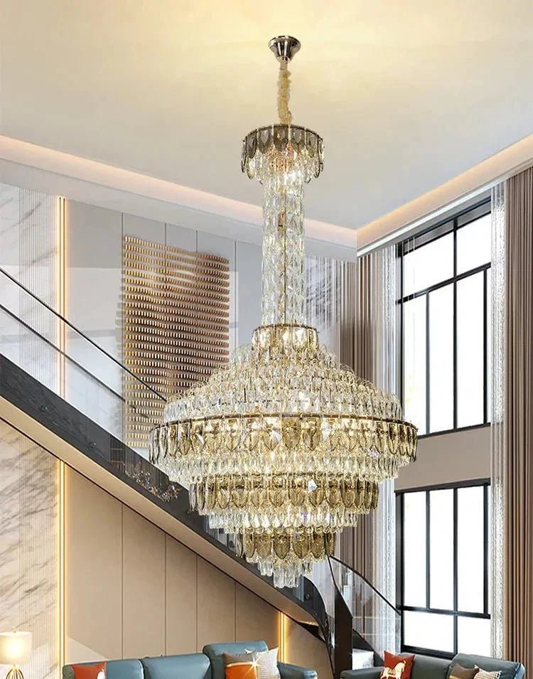 Extra Large Multi-tiered Empire Conical Funnel Crystal Chandelier for Big Hallway/Foyer/Staircase - Zelno Lighting