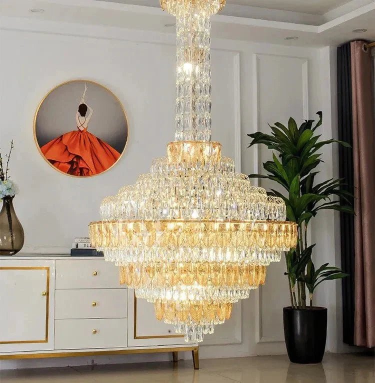 Extra Large Multi-tiered Empire Conical Funnel Crystal Chandelier for Big Hallway/Foyer/Staircase - Zelno Lighting