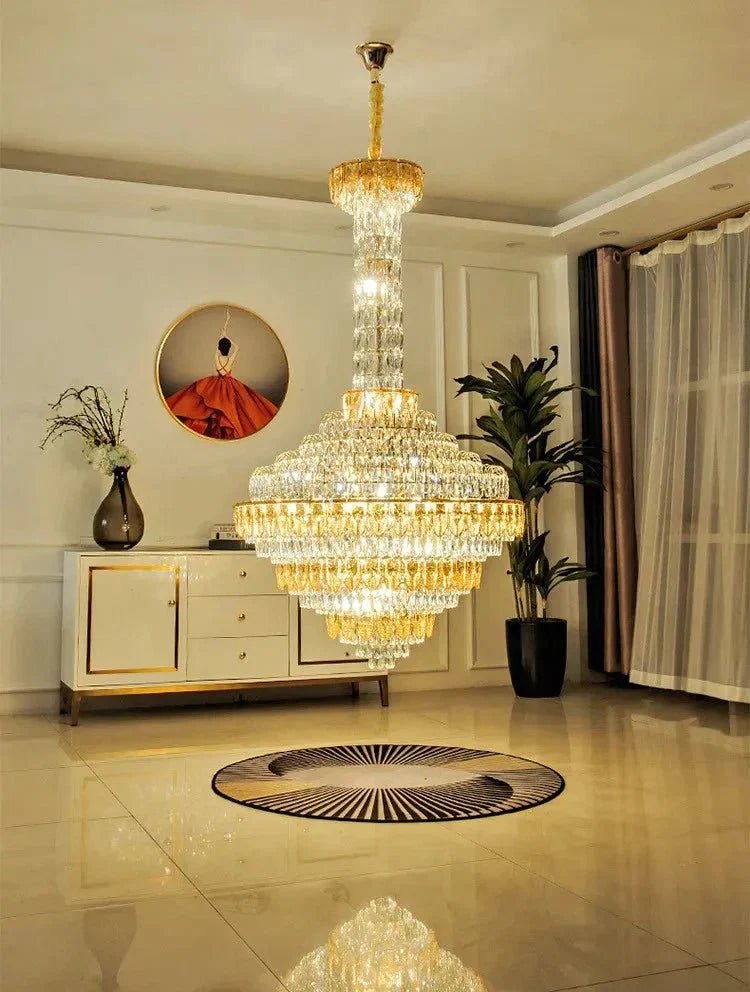 Extra Large Multi-tiered Empire Conical Funnel Crystal Chandelier for Big Hallway/Foyer/Staircase - Zelno Lighting
