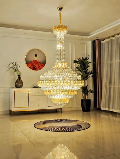 Extra Large Multi-tiered Empire Conical Funnel Crystal Chandelier for Big Hallway/Foyer/Staircase - Zelno Lighting