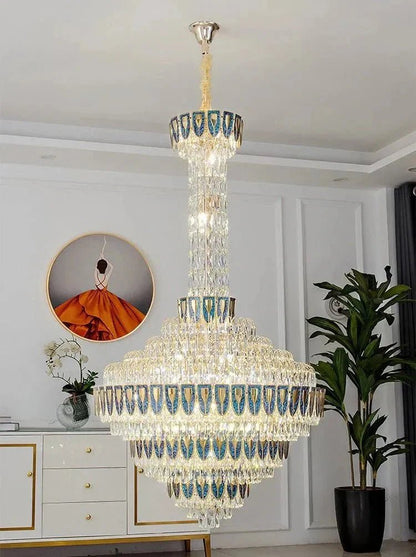 Extra Large Multi-tiered Empire Conical Funnel Crystal Chandelier for Big Hallway/Foyer/Staircase - Zelno Lighting