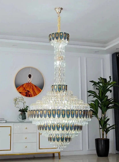 Extra Large Multi-tiered Empire Conical Funnel Crystal Chandelier for Big Hallway/Foyer/Staircase - Zelno Lighting