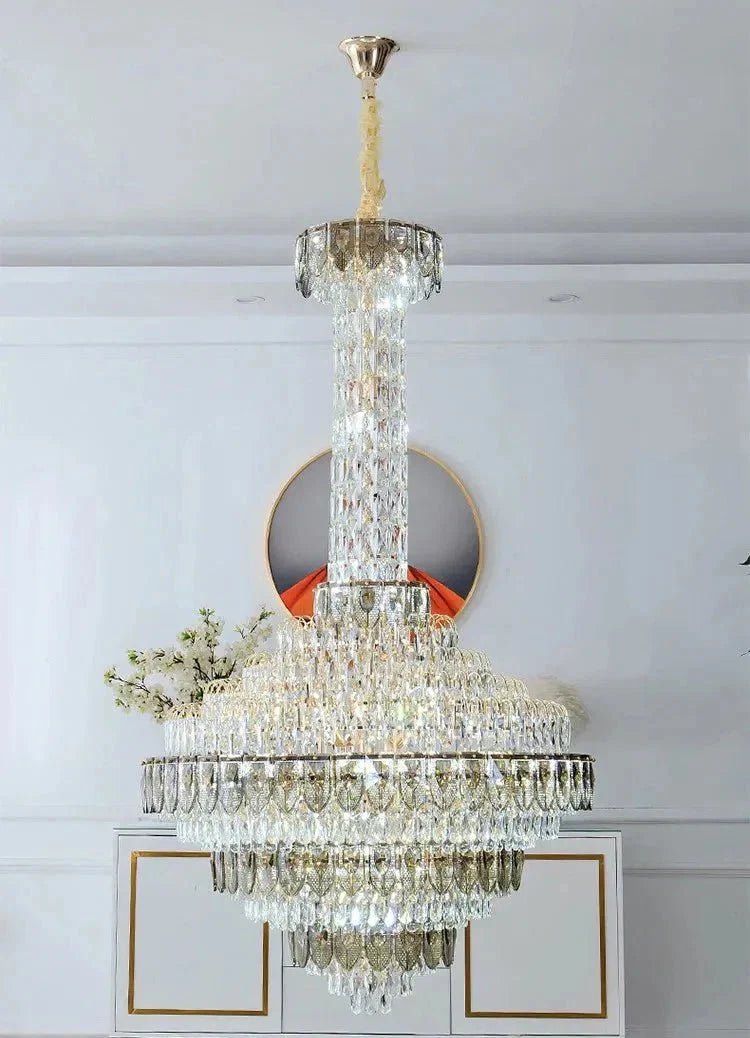 Extra Large Multi-tiered Empire Conical Funnel Crystal Chandelier for Big Hallway/Foyer/Staircase - Zelno Lighting