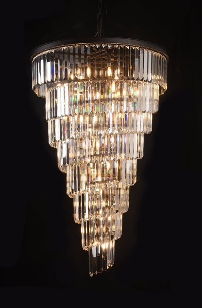 Extra Large Multi-Tiered Spiral Crystal Chandelier In Black Finish - Zelno Lighting