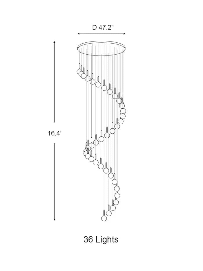 Extra Large Nordic Minimalist Long Pendant Light for Spiral Staircase/High-ceiling Room - Zelno Lighting